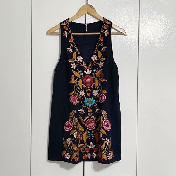 Free People Folk Song Mini Dress Size XS - Picture 6 of 9